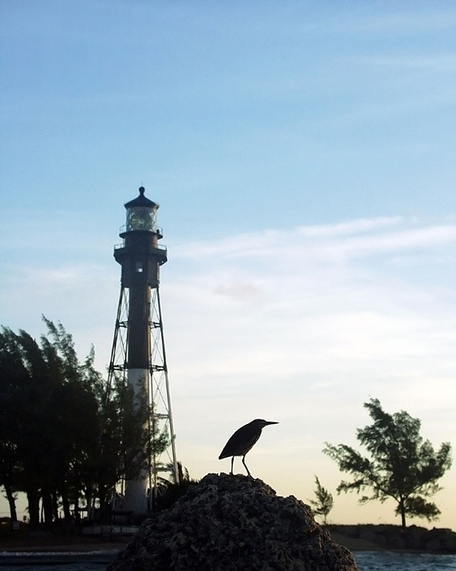 heron with lighthouse 2001
