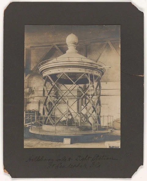 The lighthouse lantern, photographed in the workshop